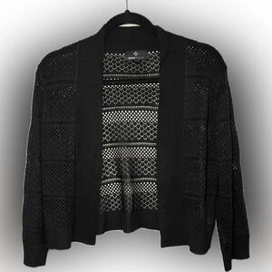 Ronni Nicole Black Crochet Stripe detailed shrug, Witchy, Whimsigoth,  Size L